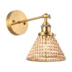 1-Light Modern Golden Wall Scone Light with Wooden Beads