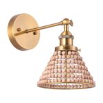 1-Light Modern Golden Wall Scone Light with Wooden Beads - Image 2