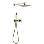 1-Spray Patterns with 10 in. Showerhead Wall Mounted Dual Shower Heads with Balance Valve in Spot Resist Brushed Gold