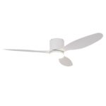52" White Flush Mount DC Motor Ceiling Fan with LED Lighting
