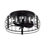 13" Modern DC Motor Flush Mount Reversible Crystal Ceiling Fan with Lighting and Remote Control - Image 2