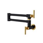 Black and Gold Pot Filler Faucet Commercial Wall Mount - Copper Rotatable Wall Faucet