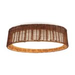 17" Traditional Brown Rattan Flush Mount Lighting with LED