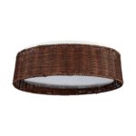 17" Traditional Brown Rattan Flush Mount Lighting with LED - Image 2