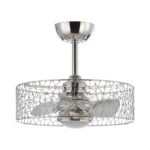 19" Industrial DC Motor Satin Nickel Downrod Mount Reversible Fandelier Ceiling Fan with LED Lighting and Remote Control - Image 2