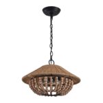 2-Light Farmhouse Pendant Light with Wood Beads - Image 2