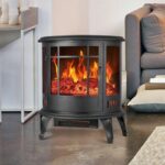 22" Black Freestanding Electric Fireplace Stove Heater