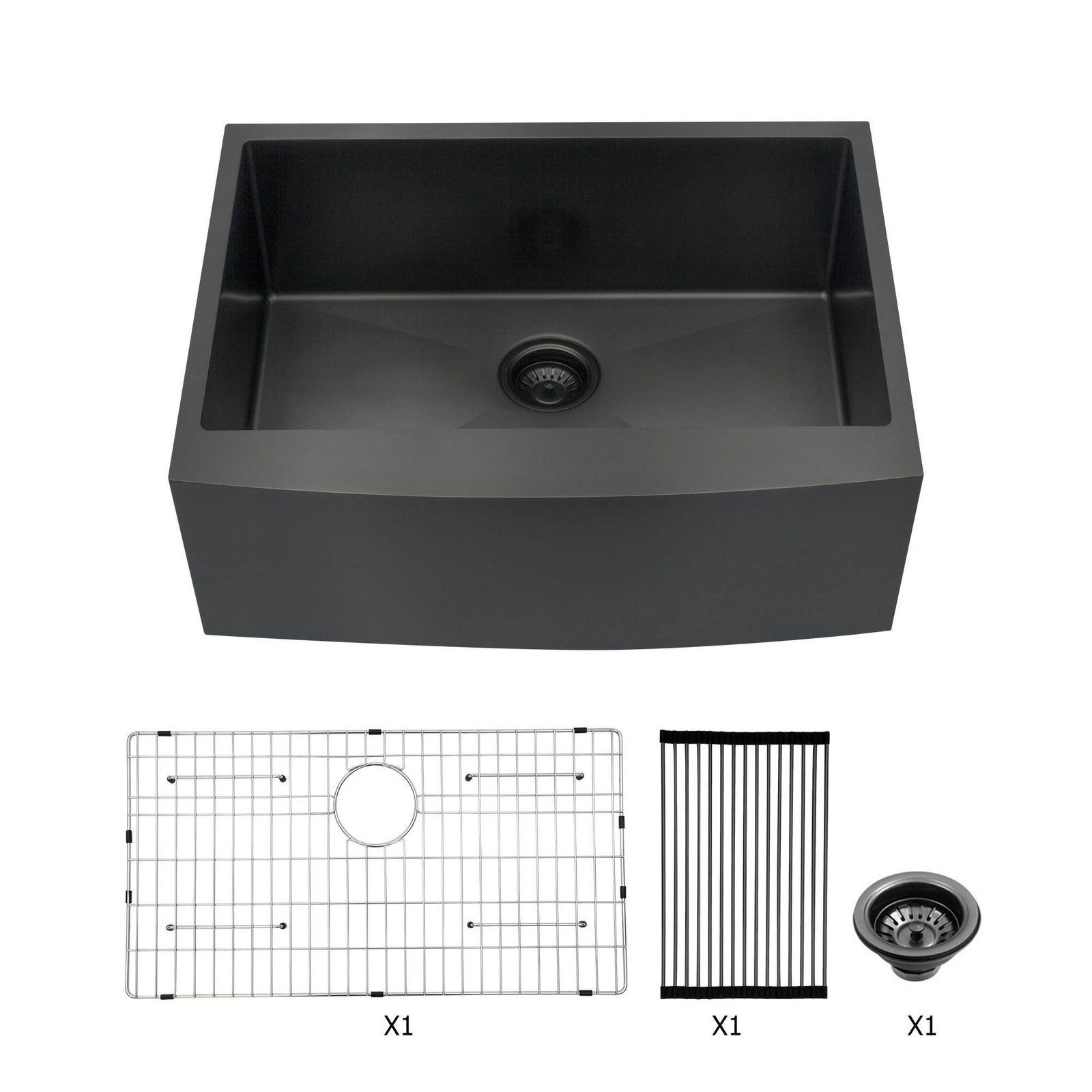 24-21-10-kitchen-sink-black-single-bowl-kitchen-sink-parrotuncle-1.jpg 24*21*10" Kitchen Sink Black Single Bowl Kitchen Sink - Image 1