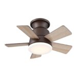 24" Farmhouse Flush Mount Reversible Iron Ceiling Fan with Lighting and Remote Control
