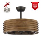 24" Farmhouse DC Motor Downrod Mount Reversible Fandelier Ceiling Fan with Lighting and Remote Control