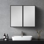 26 in. W x 30 in. H Black Framed Wall Mounted or Recessed Bathroom Double doors Medicine Cabinet with Mirror - Image 2