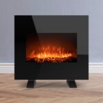 26 Inch Electric Fireplace Wall Mounted Heater with 10 Colorful Flame Brightness Adjustment and Remote Control