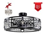 27" Wright Modern DC Motor Downrod Mount Reversible Crystal Ceiling Fan with Lighting and Remote Control