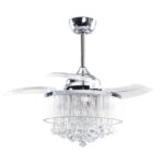 36" Bangaiore Modern Downrod Mount Crystal Ceiling Fan with Lighting and Remote Control