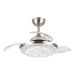 36" Brownesville Modern Chrome Downrod Mount Crystal Ceiling Fan with Lighting and Remote Control - Image 2