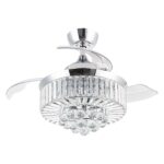 36" Broxburne Modern Chrome Downrod Mount Crystal Ceiling Fan with Lighting and Remote Control