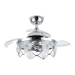 36" Broxburne Modern Chrome Downrod Mount Crystal Ceiling Fan with Lighting and Remote Control - Image 2