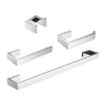4-Pieces Bathroom Accessories Set Stainless Steel Wall Mounted in Silver