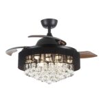 42" Modern Downrod Mount Crystal Ceiling Fan with Lighting and Remote Control