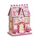 Lighted Pink Christmas Gingerbread House Decoration - Image 2