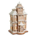 Raz Lighted Brown and White Christmas Gingerbread House Decoration - Image 4