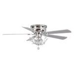 48" Aitutaki Modern Chrome Flush Mount Reversible Crystal Ceiling Fan with Lighting and Remote Control