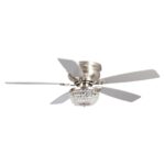 48" Modern Flush Mount Reversible Crytsal Ceiling Fan with Lighting and Remote Control - Image 2