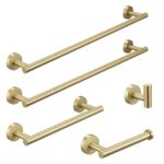 5-Piece Brushed Gold Stainless Steel Wall Mounted Bathroom Hardware Set