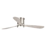 52" Anyan Farmhouse Satin Nickel Flush Mount Reversible Ceiling Fan with Lighting and Remote Control - Image 2