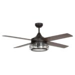 52" Celentano Industrial Downrod Mount Reversible Ceiling Fan with Lighting and Remote Control