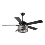 52" Dicken Modern Downrod Mount Reversible Crystal Ceiling Fan with Lighting and Remote Control