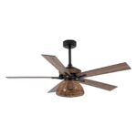 52" Kerala Farmhouse Downrod Mount Reversible Ceiling Fan with Lighting and Remote Control