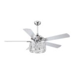 52" Shellie Modern Chrome Downrod Mount Reversible Ceiling Fan with Lighting and Remote Control