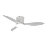 42" Flush Mount DC Motor White Ceiling Fan with LED Lighting