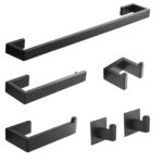 6-Piece Black Stainless Steel Wall Mounted Bathroom Hardware Set