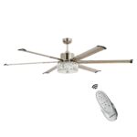65" Modern Brushed Nickel DC Motor Downrod Mount Reversible Ceiling Fan with Lighting and Remote Control