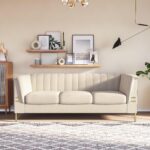 82.67" Modern Chenille Upholstered Couch with Bolster Armrest 3-Seat Sofa for Living Room