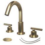3 Hole High Arc Widespread Bathroom Faucet Two Handle Vanity Basin Faucet with Pop Up Drain