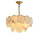Alabaster Shell Brass Chandelier - Image 2