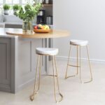 Bar & Kitchen Stool | Gold & White | 100% Polyurethane | Faux Leather | Inside - Image 3