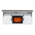 68" Farmhouse TV Stand with 23" Insert Opening Electric Fireplace - Image 2