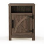 18" Solid Wood Farmhouse Nightstand for Bedroom in Brown or Grey or White - Image 2