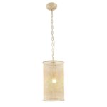 1-Light Wooden Beads Farmhouse Beige Dry Rated Pendant Lighting