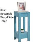 Blue Rectangle Wood Side Table - Image 2