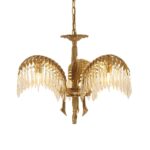 Brass Palm Leaf Crystal Chandelier - Image 2