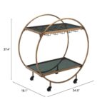 Home Bar Cart | Black | Brass | Tinted Tempered Glass | Painted Steel | Inside - Image 8