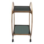 Home Bar Cart | Black | Brass | Tinted Tempered Glass | Painted Steel | Inside - Image 3