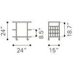 Home Bar Cart | Black | Ash Veneer MDF | Powder Coated Steel | Inside - Image 9