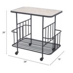 Home Bar Cart | Black | Ash Veneer MDF | Powder Coated Steel | Inside - Image 8
