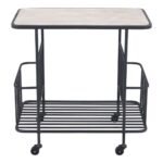 Home Bar Cart | Black | Ash Veneer MDF | Powder Coated Steel | Inside - Image 4